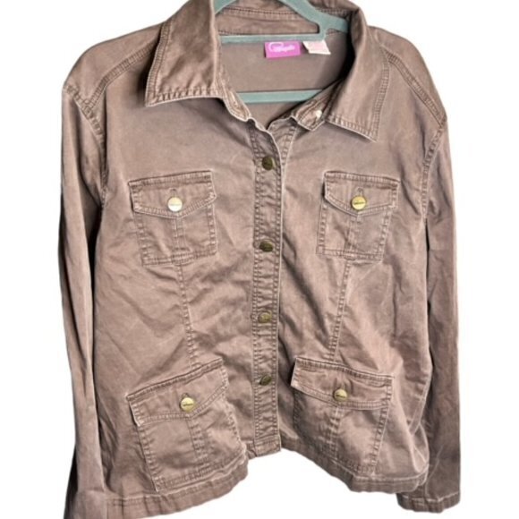 BUNDLE 3 FOR $18 Womens Brown Jacket Large Button Up Four Pocket Western - Picture 2 of 13